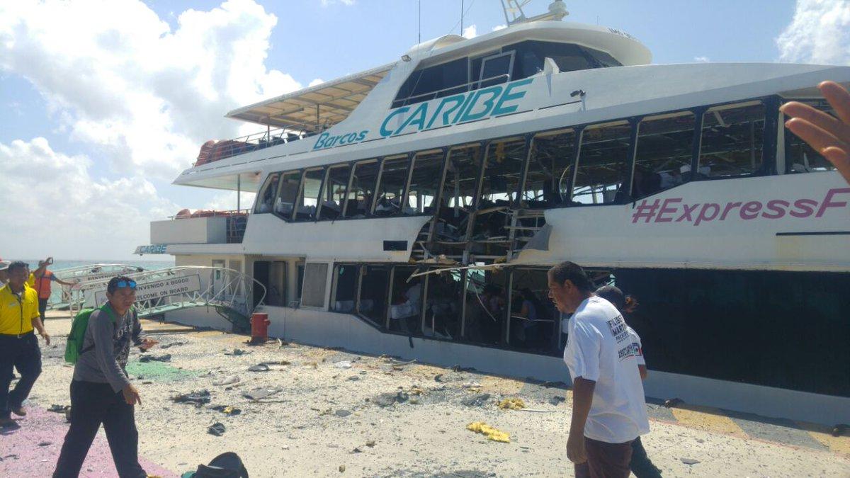 Explosión en ferry en Playa del Carmen deja 18 heridos