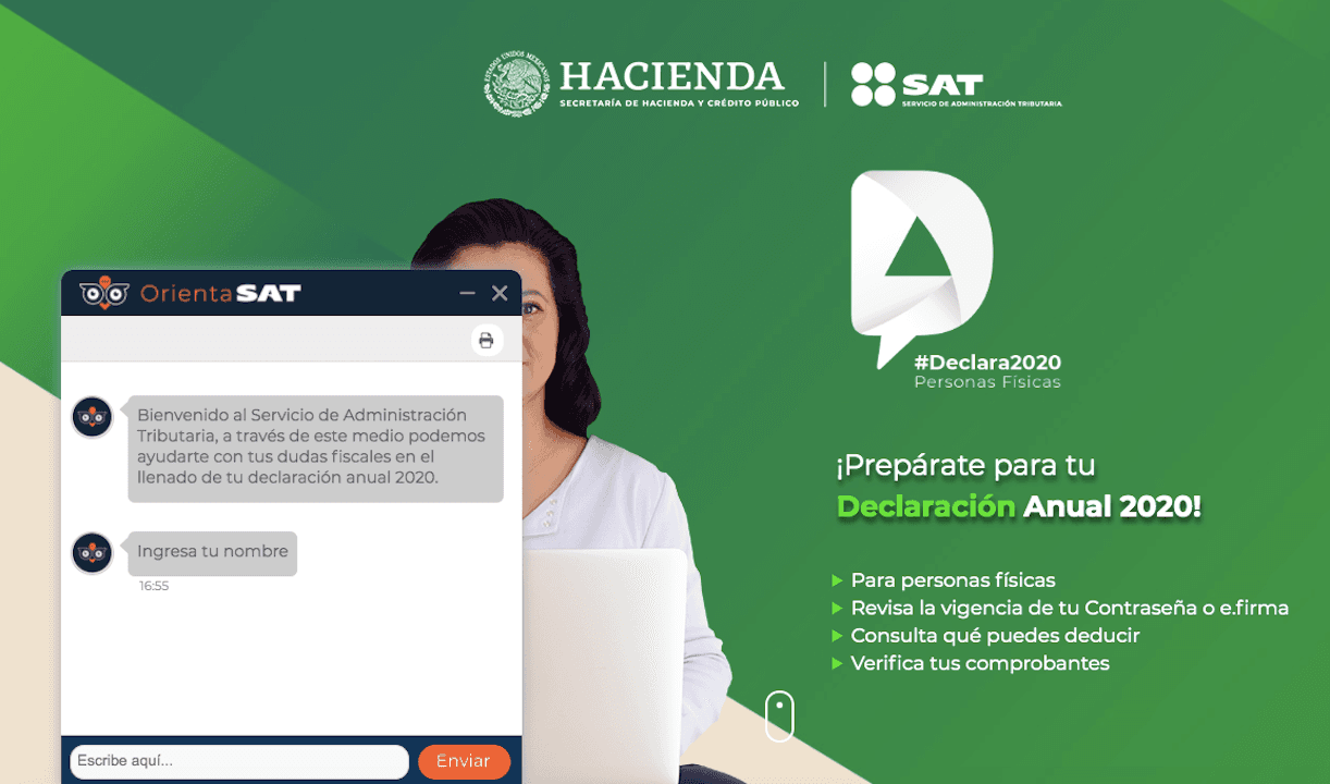 Sitio oficial del SAT declaración 2020