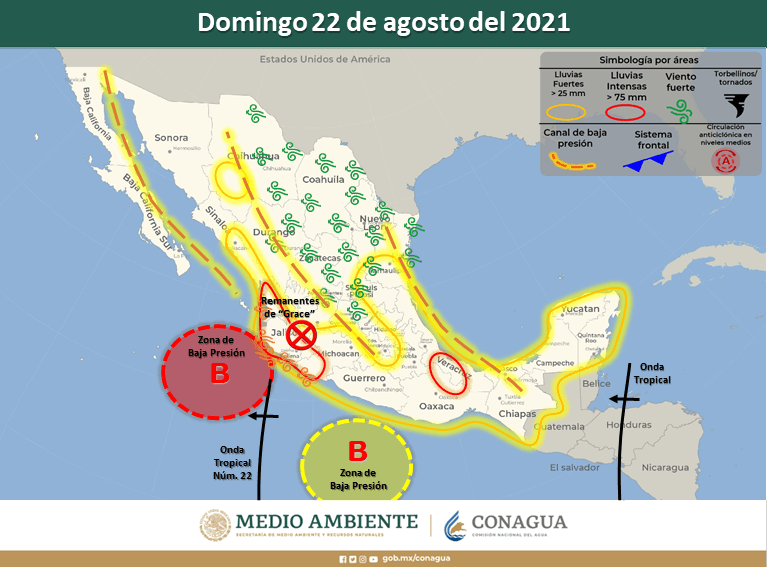 Paso del fenómeno Grace / @conagua_clima