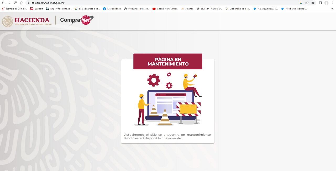 CompraNet está fuera de servicio por mantenimiento